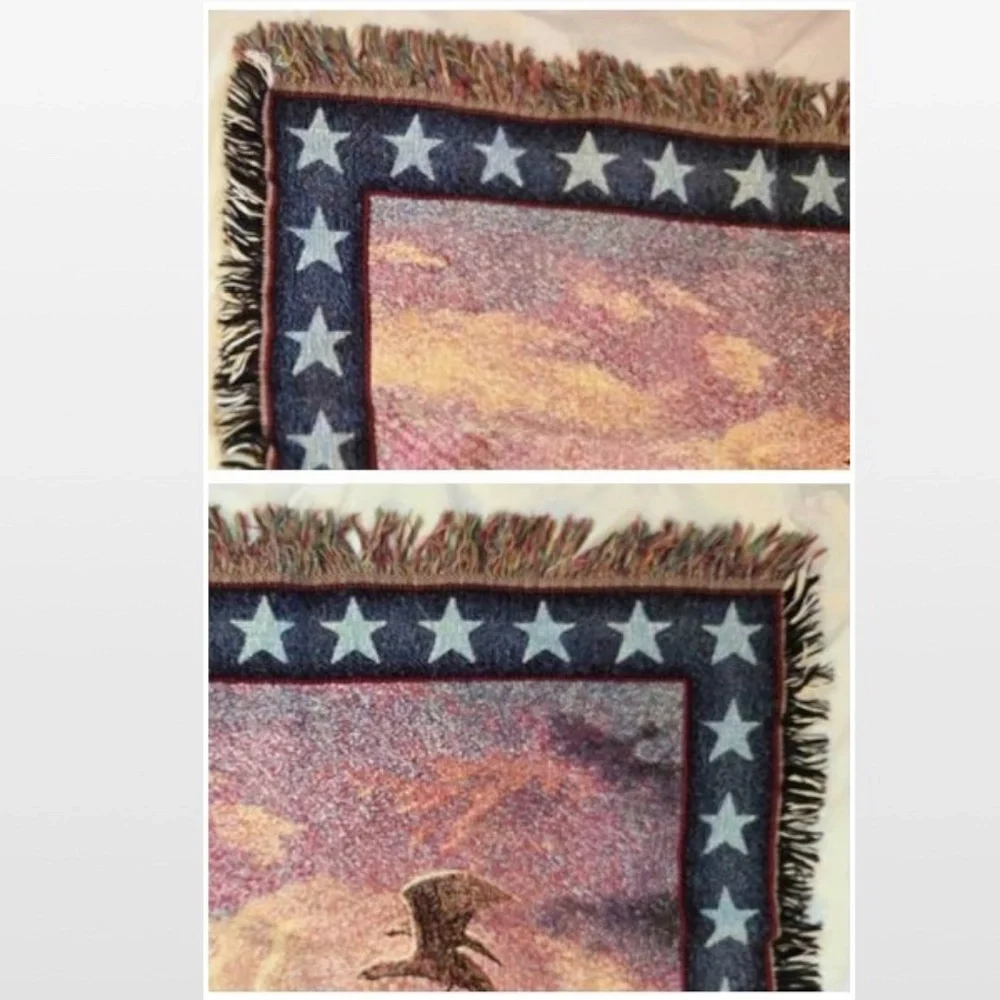 VTG Mohawk Thomas Kinkade Light Of Freedom Blanket Throw Tapestry NY USA Vintage